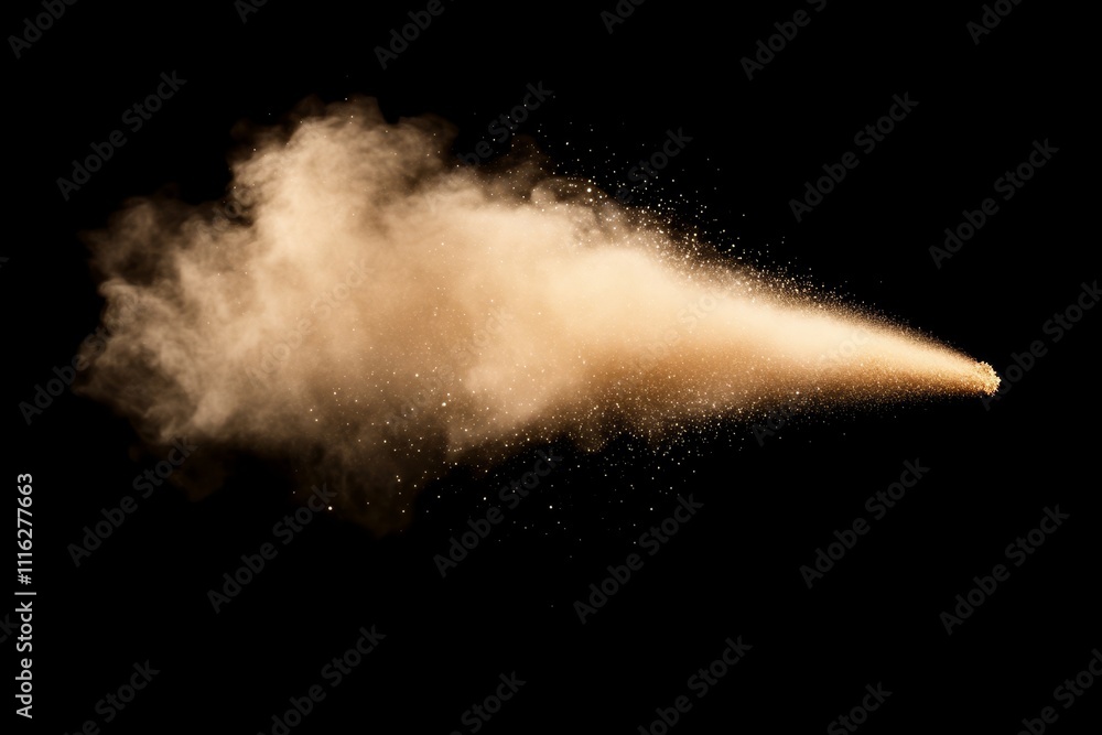 Aufkleber dynamic burst of brown powder against a black background capturing movement and texture in an artist