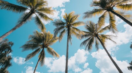 Obraz premium Tropical Paradise Island with Shaded Palm Trees