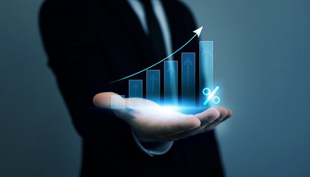 Percentage interest rates continue to increase, stocks and mutual funds, investment for retirement.Interest rate and dividend. 