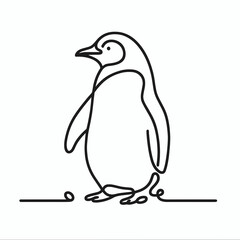 Penguin in minimalist line art style, AI Generation