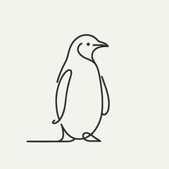 Obraz premium Penguin in minimalist line art style, AI Generation