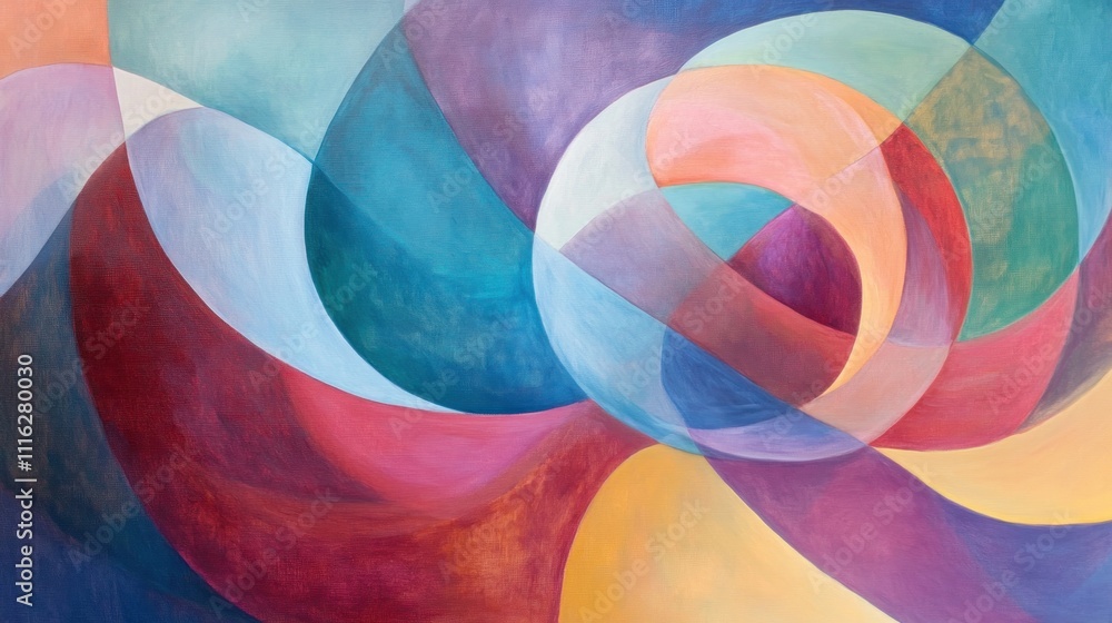 Poster an abstract painting with intertwined, flowing lines and complementary colors, representing the conn