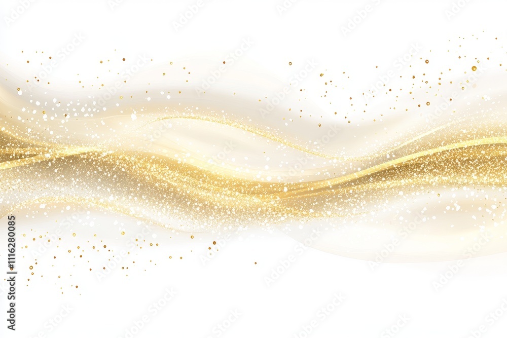 Aufkleber elegant flowing gold and white abstract background with sparkles and shimmering lights for modern de