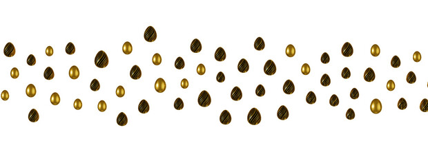 golden and silver eggs isolated on white background with shadow. Easter eggs