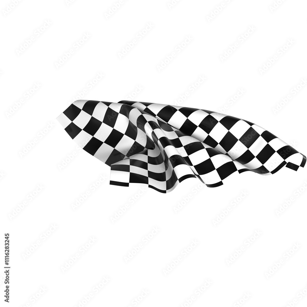 Poster the checkered flag waves in the wind signaling the end of a race victory is in sight