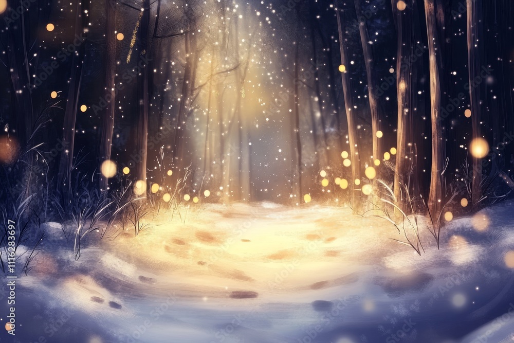 Aufkleber enchanting winter forest scene with soft snowfall and ethereal light creating a magical atmosphere f
