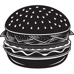 Burger linocut vector svg 