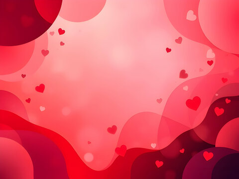 Romantic Abstract Background With Red Hearts And Soft Gradient Waves Valentine AI Image