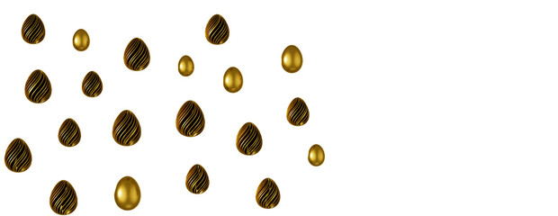 Easter horizontal border with gold eggs