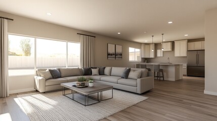 Modern Living Room and Kitchen Interior Design