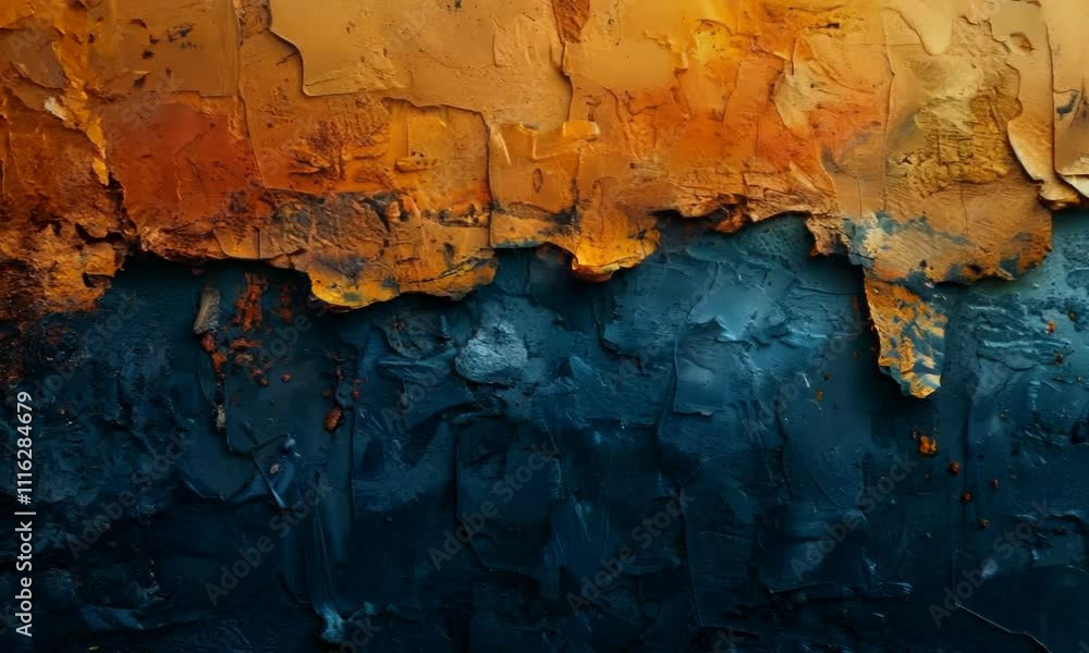 Poster abstract painting with layered textures and rich colors, adding depth and dimension to the compositi