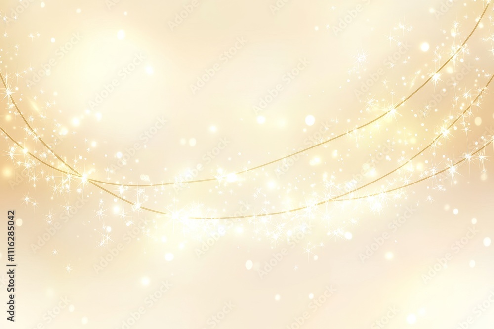 Poster ethereal golden background with soft bokeh and glittering sparkles for elegant designs and festive o
