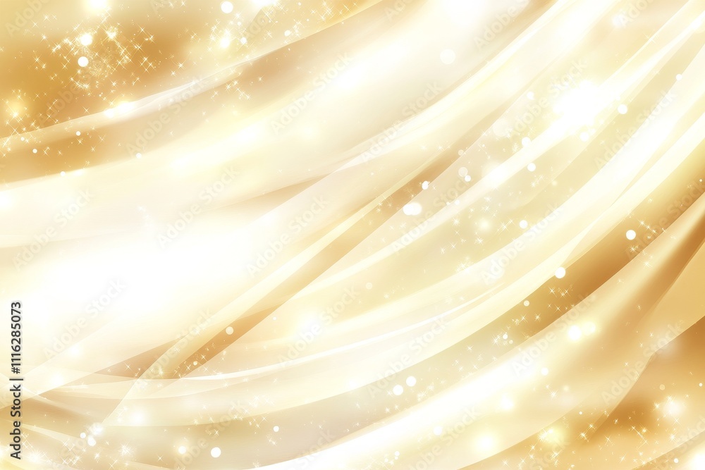 Poster ethereal golden abstract background with soft light flows and shimmering particles for elegant desig