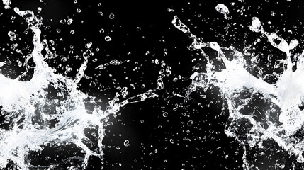 water forms against a deep black background, blending abstract splashes, ripples, mist, and dynamic droplets.