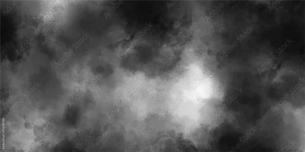 Poster abstract design with black background and white color smoke fog. fog and smoky effect artworks desig