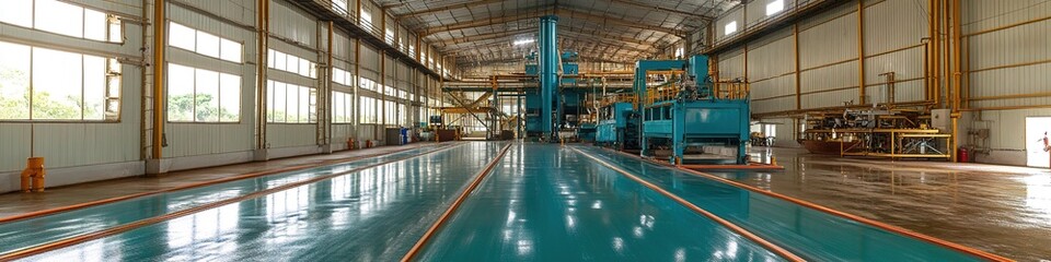 Fototapeta premium background showcasing the interior of a rice mill, featuring a rice dryer and a loading area for post-harvest processing of rice intended for export. This creative design incorporates essential elemen