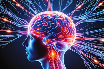 Obraz premium Dynamic Brain Connections and Engaged Neurons Showcasing Human Cognition and Thought Processes