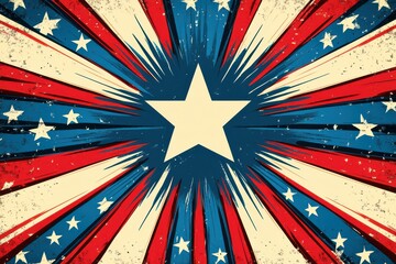Fototapeta premium American flag color comic book style vector illustration background