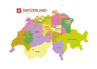 Switzerland Map, Administrative map, Political map of Switzerland