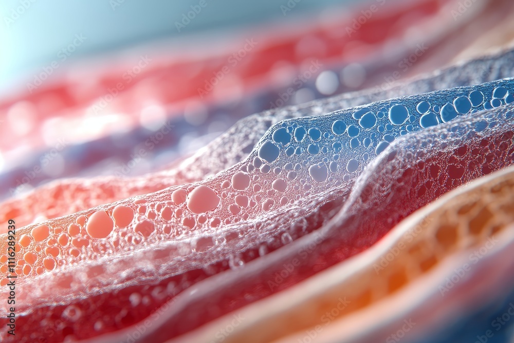 Poster colorful soap bubbles create layers of vibrant hues and textures in a close-up view