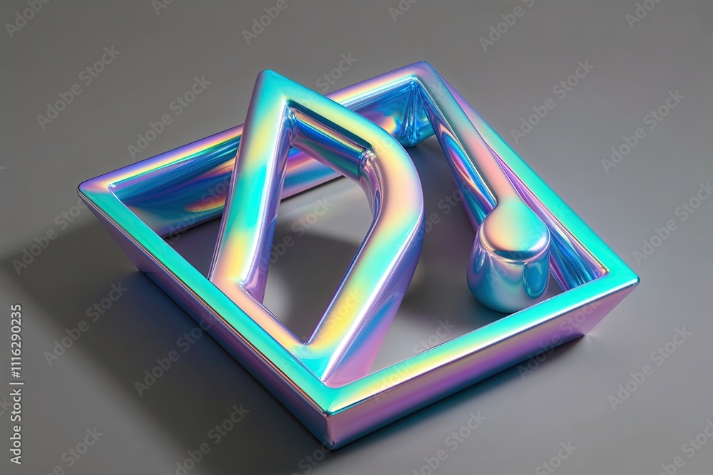 Poster iridescent three dimensional abstract shape art design