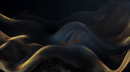 Abstract Golden Shapes Radiate Elegance Under Unique Light Effects on Black Background