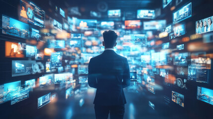 A content creator producing a digital story with multimedia elements like videos, images, and text