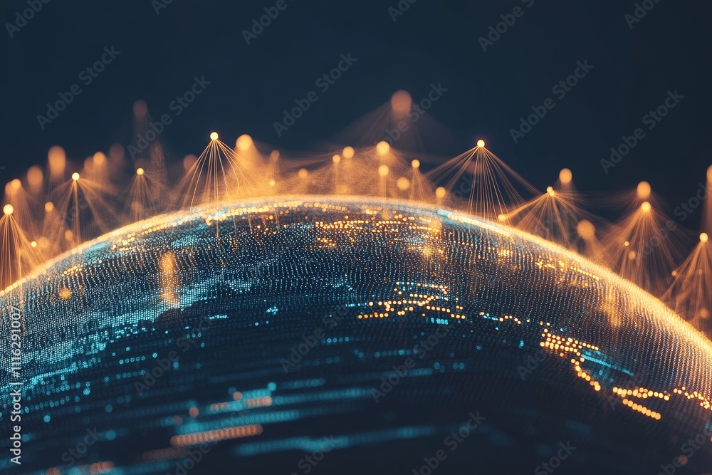 Poster futuristic digital earth with luminous connections and network lines representing global communicati