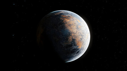 3D Render of a Partially Lit Planet with Sunrise Glow