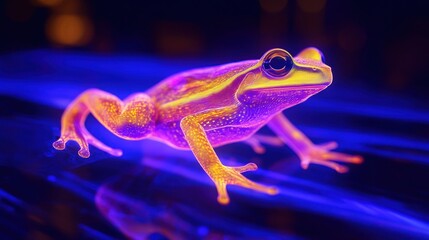 Close-up of a Vibrant Yellow and Purple Frog
