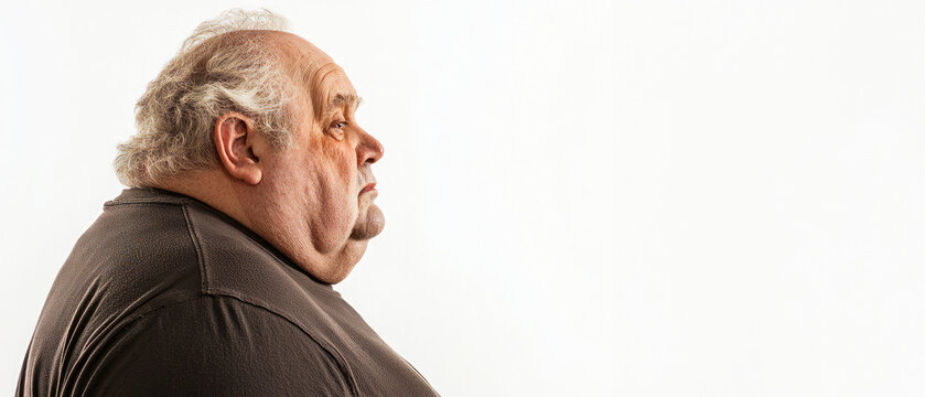 Side view of a elderly chubby Man