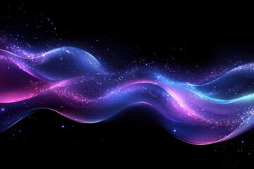 Dark abstract background with glowing wave. Shiny moving lines design element. Modern purple blue gradient flowing wave lines. Futuristic technology concept. Vector illustration background