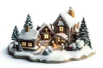 Sharp Image of Charming Holiday Scenes, Isolated on White Background