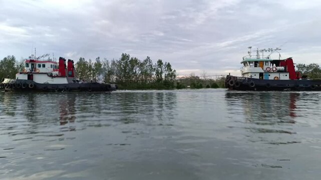 coal ships passing through the estuary