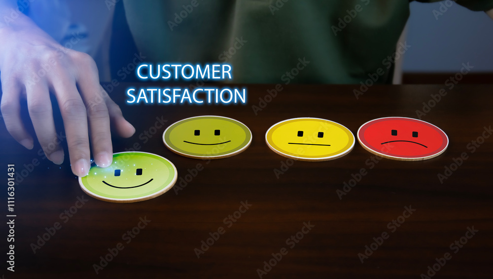 Aufkleber users rate their service experience on the online application for a customer satisfaction survey con