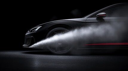 Sleek Black Sports Car Speed Power Motion Blur Night Drive