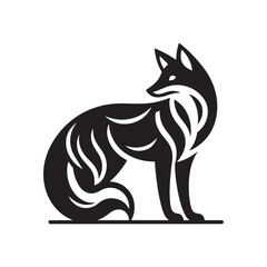 Obraz premium Captivating fox silhouette for innovative print projects - Fox black vector 