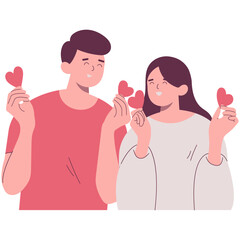 Romantic Couple Illustration. Woman and man happy, adorable couple characters.