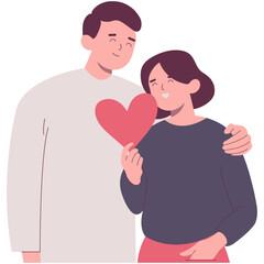 Romantic Couple Illustration. Woman and man happy, adorable couple characters.