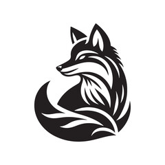 Simplified fox silhouette for artistic digital projects - Fox illustration - minimallest fox vector

