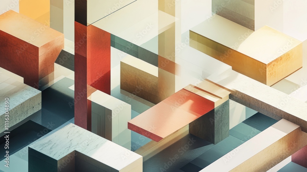 Poster abstract geometric shapes intersect creating a complex structure