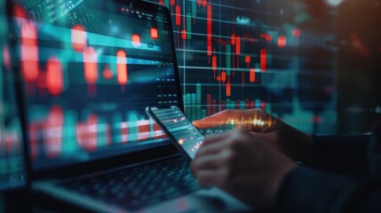 Financial Analysis, Data and Charts on Screens