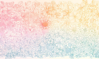 Fototapeta premium Creative 2D Doodle Floral Illustrations Text Space for Versatile Designs, Greeting Cards, Invitations