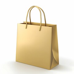 Elegant golden shopping bag displayed against a plain background for promotional purposes