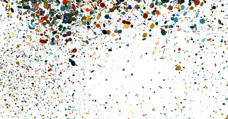 Abstract background with golden and black confetti on a white background. Perfect for festive celebrations, holidays, and parties.