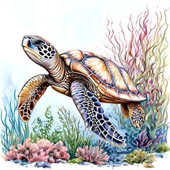 green sea turtle swimming