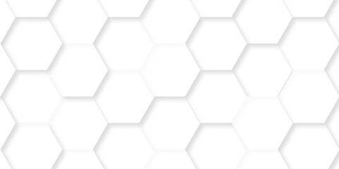 Fototapeta premium Abstract background with hexagons. Geometric hexagon polygonal pattern background vector. seamless bright white abstract honeycomb grid 3d cell tile technology texture backdrop concept.