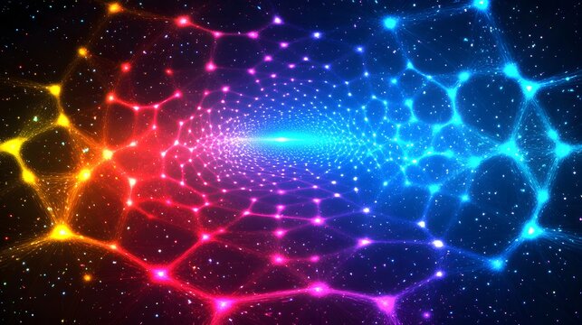 Colorful abstract glowing tunnel.