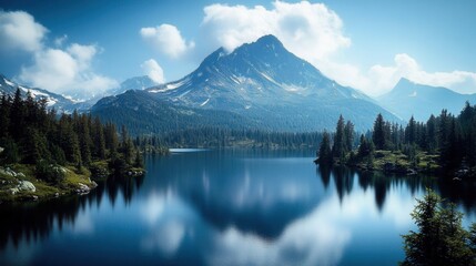 [Inspiring mountain peak reflection moment] Serene Wilderness Reflections: Mountain Lake Landscape Photography.