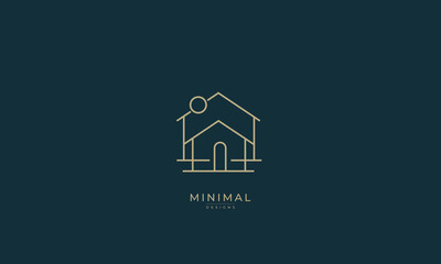 A line art icon logo of a modern house or home / real estate business